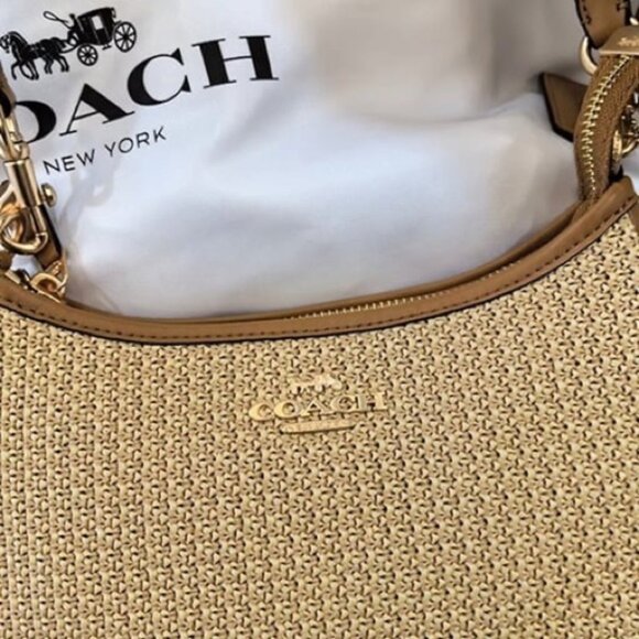 Coach Teri Straw Shoulder Bag Convertible - Picture 3 of 7
